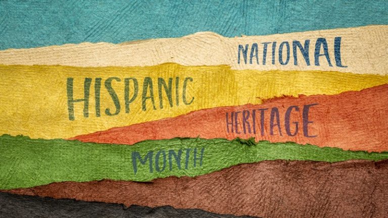 Colorful celebration of Hispanic Heritage Month with flags, music, and cultural symbols representing Latino communities in the United States